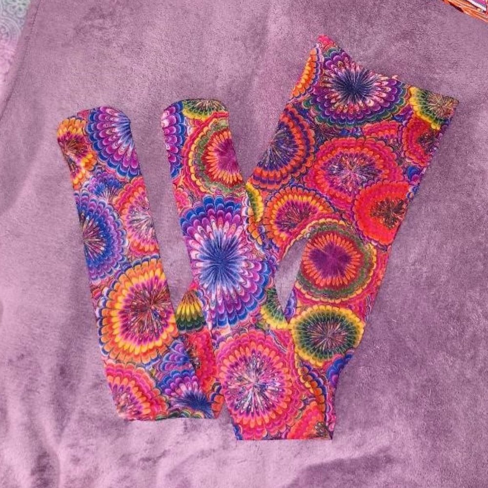 Hippie Pshycodelic Tie-Dye Bohemian Tights Stockings S/M Mandala Kaleidoscope